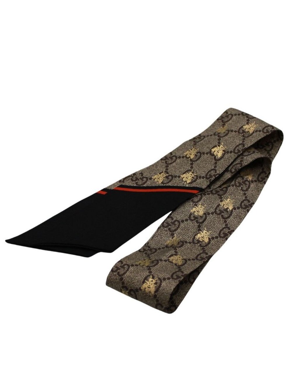 Gucci Scarf Silk GG Bee Neck Bow Gray Navy